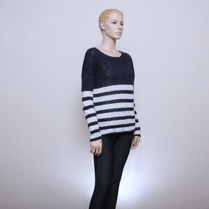 Tommy Bahama Striped Crew Neck Knit Sweater Blue White Women Size M